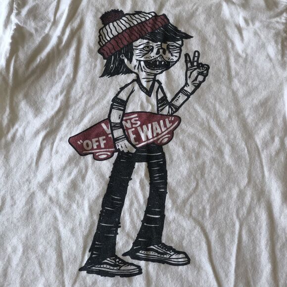 Vans off the wall Mens Tee Shirt Skater Graphic White Medium - Picture 1 of 9